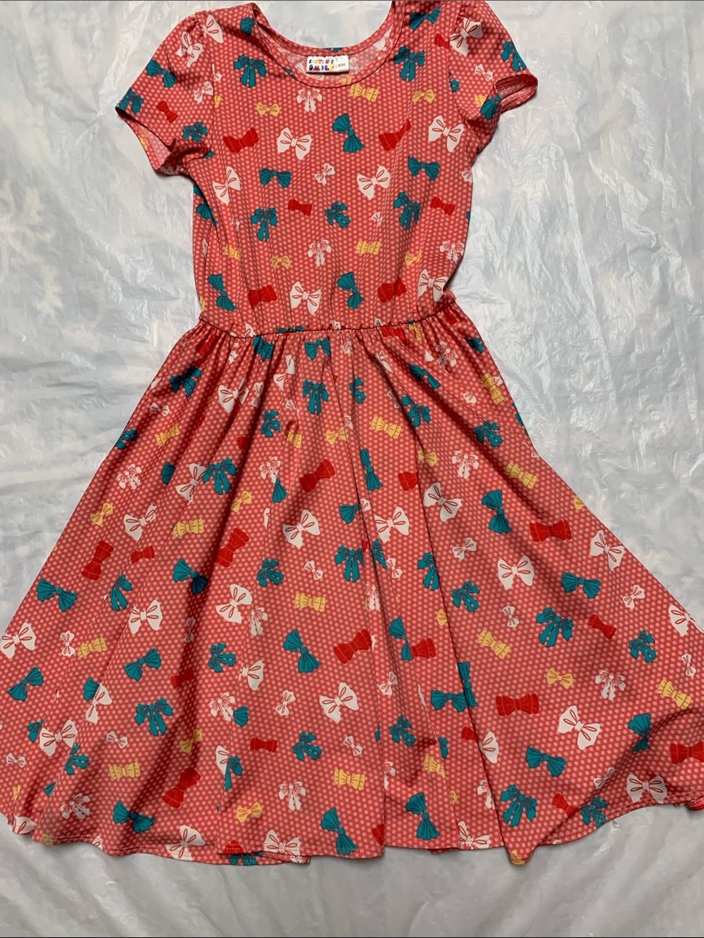 Dot Dot Smile Pink Bow Print Twirl Dress Size 8/10